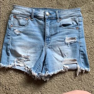 High Rise Distressed Jean Shorts